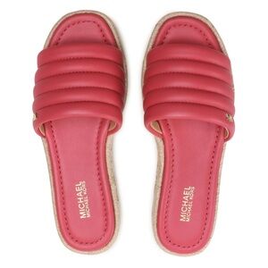 NEW Michael Kors Women's Royce Slide Sandals Pink Espadrille MK Logo Size 7